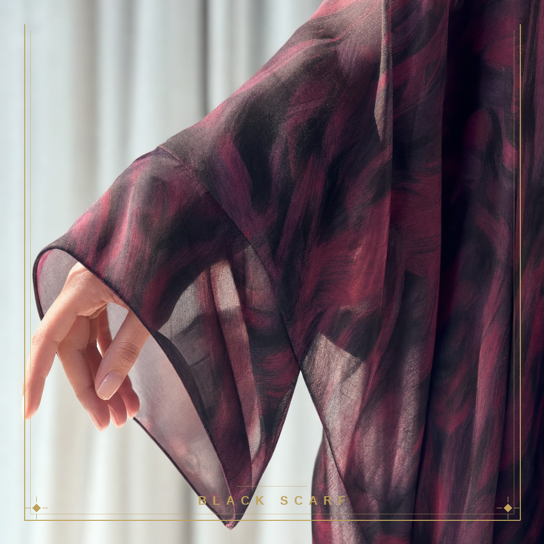 Burgundy Turkish Bisht Abaya view 2