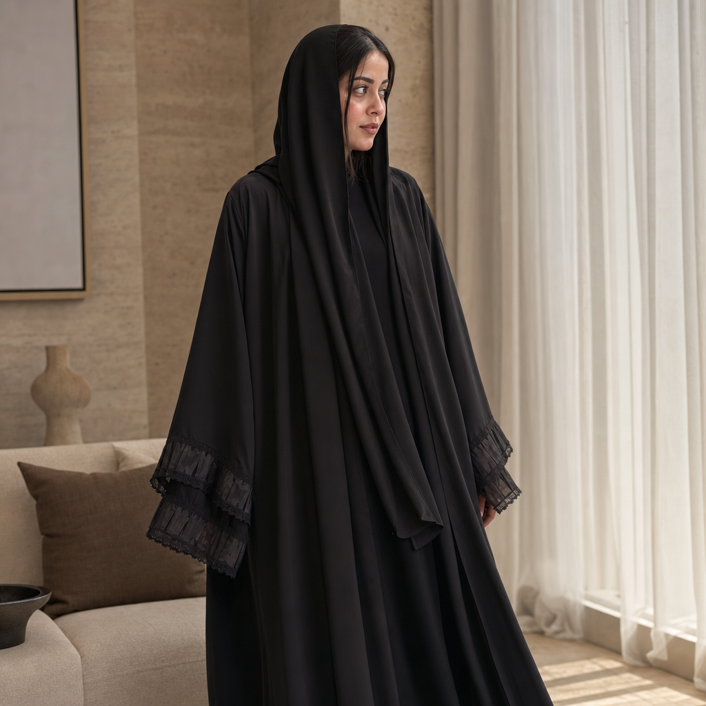Double-Sleeve Ruffle Abaya view 2