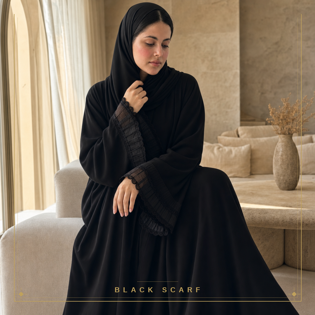 Elegant One-Sleeve Lace Abaya
