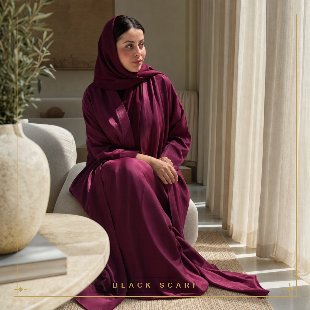 Burgundy Premium Washed Silk Abaya