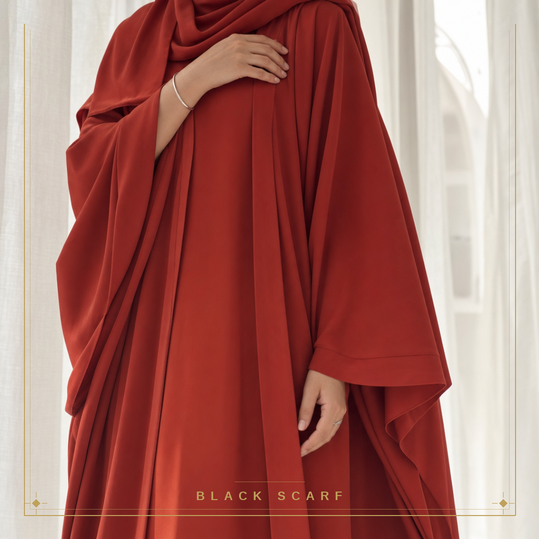 Orange Japanese Silk Abaya view 2