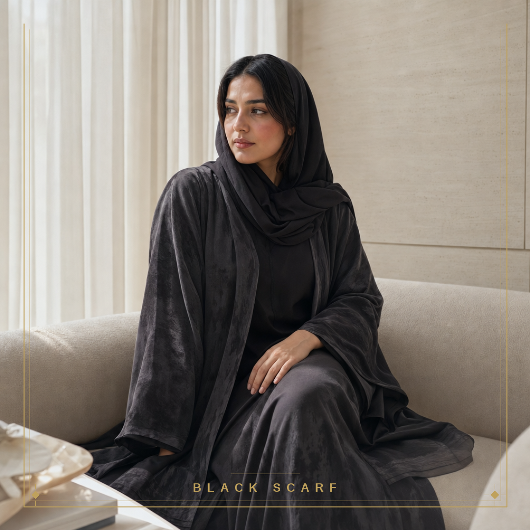 Dark Gray Washed Silk Abaya
