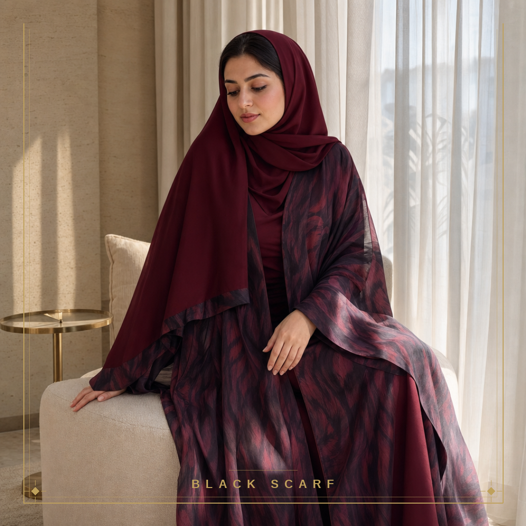 Burgundy Turkish Bisht Abaya